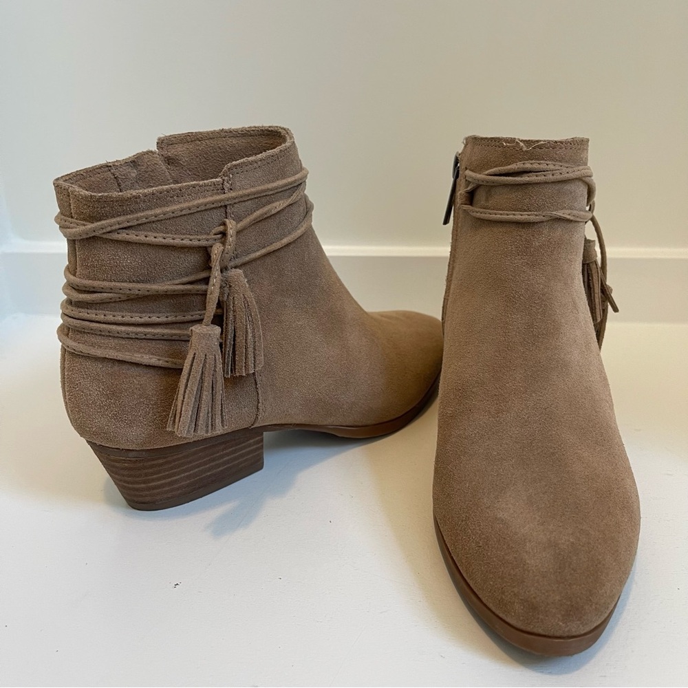 Vince Camuto Taupe Suede Ankle Booties